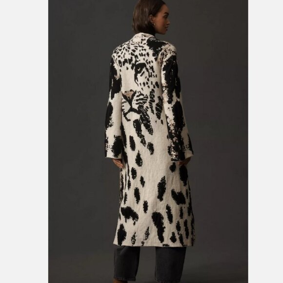 Anthropologie Pilcro Leopard Print Sweater Duster Cardigan Jacket XS XXS NWT - Picture 6 of 8